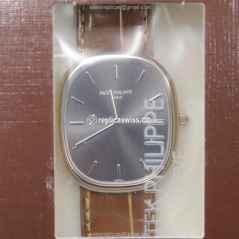 Patek Philippe 3738/100G-012 Replica - Automatic 18kt Gold - Gray Dial - Brown Alligator Buckle