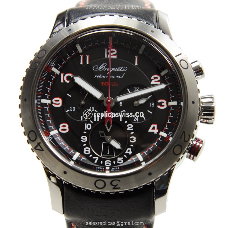 Breguet 3880ST/H2/3XV Replica - Automatic - Black Dial - Leather Strap - Clasp