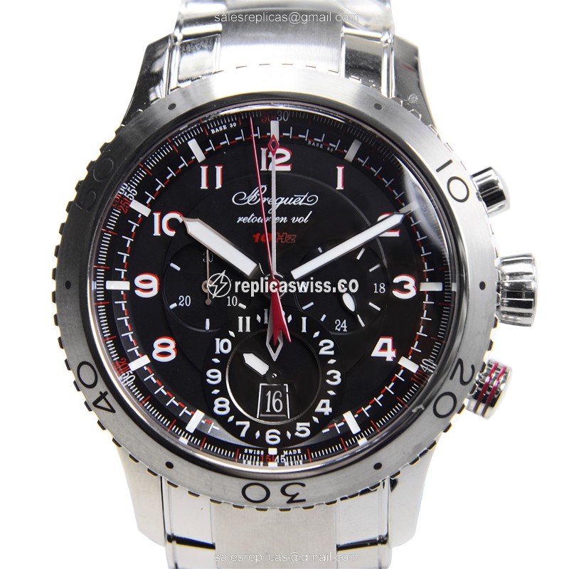 Breguet 3880ST/H2/SX0 Replica - Automatic - Steel Case - Black Dial - Silver Steel Strap