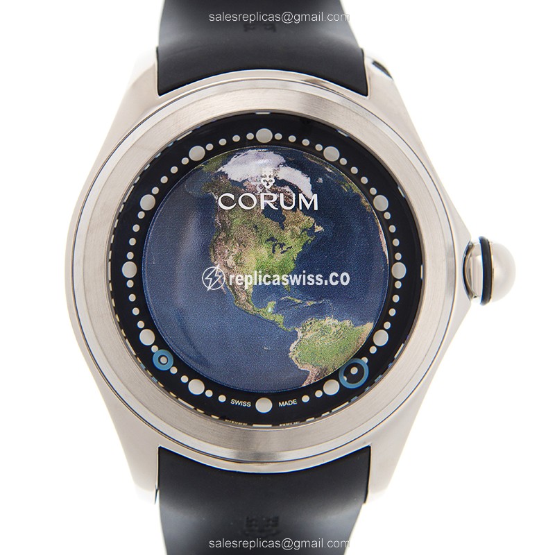 Corum Bubble Replica - Automatic - Titanium Case - Blue Dial - Black Rubber Strap - Luxury Replica BUBBLE Watch