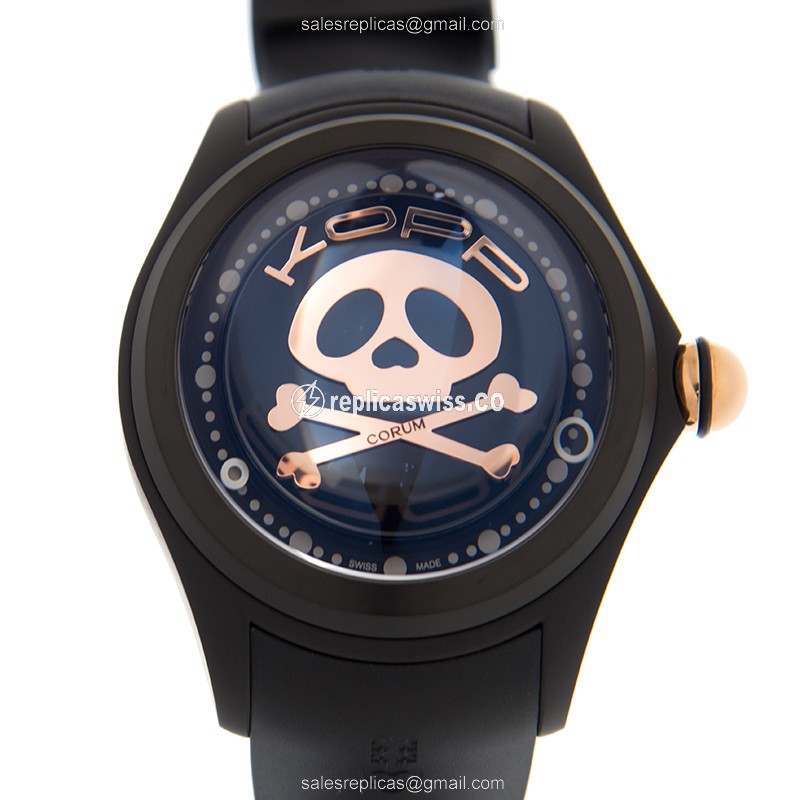 Corum Bubble Automatic - Black Dial - Rubber strap - Buckle Clasp