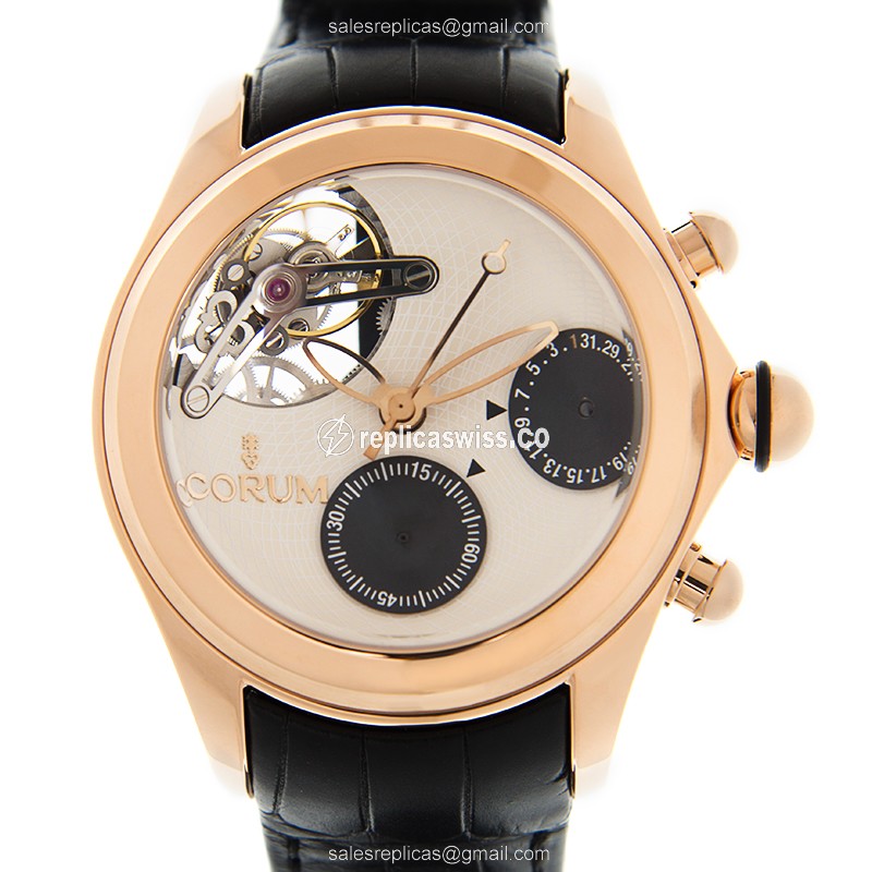 Corum Classic 398.100.55-0001 - Automatic 18kt Rose Gold - White Dial, Black Alligator Strap