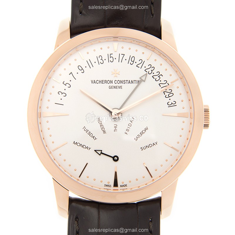 Vacheron Constantin 4000U/000R-B110 Replica - Automatic - 18kt Rose Gold - White Dial, Brown Alligator Strap