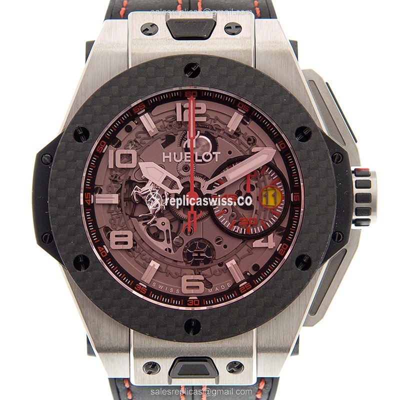 Hublot BIG BANG Replica - Automatic - Titanium Case - Red Dial - Black Rubber Strap - Luxury Replica BIG BANG Watch