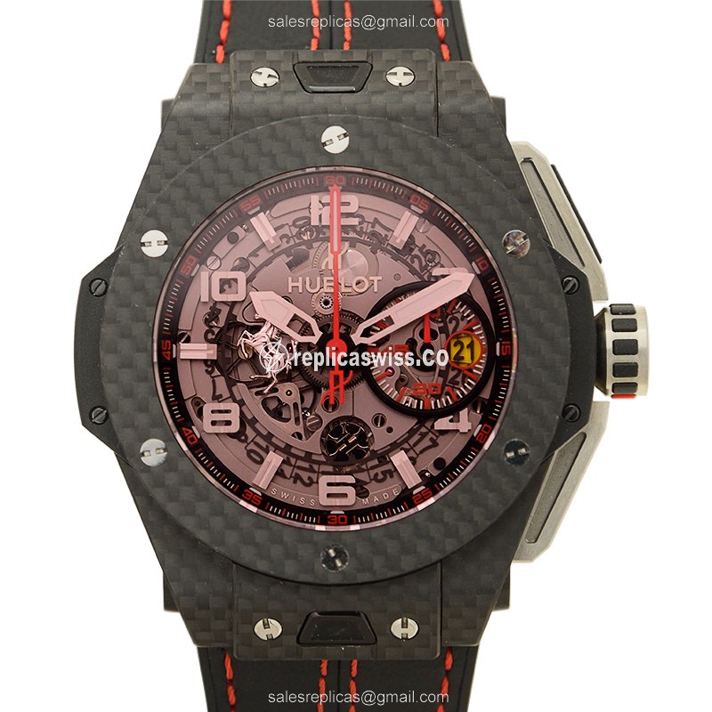 Hublot BIG BANG Carbon Fiber - Automatic - Red Dial - Black Rubber - Sapphire Crystal