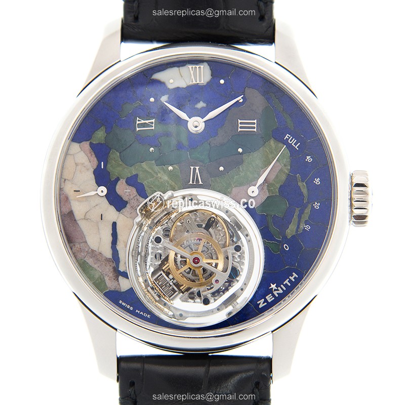 Zenith Academy Manual Wind - 950 Platinum Case - Blue Dial - Black Alligator Strap - Luxury Replica ACADEMY Watch