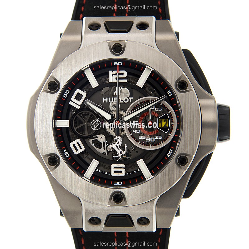 Hublot BIG BANG Replica - Automatic - Titanium Case - Black Dial - Rubber Strap