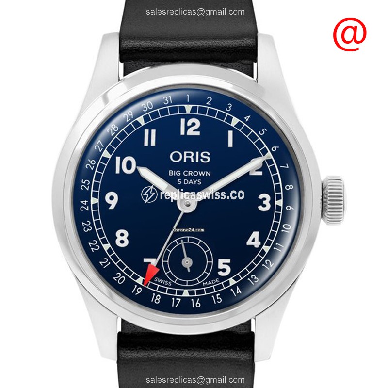 Oris Big Crown Replica - Automatic - Steel Case - Blue Dial - Black Cowhide Strap