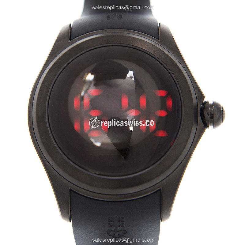 Corum Bubble Quartz Replica - Steel Case - Black - Rubber Strap - Buckle Clasp - Luxury Replica BUBBLE Watch