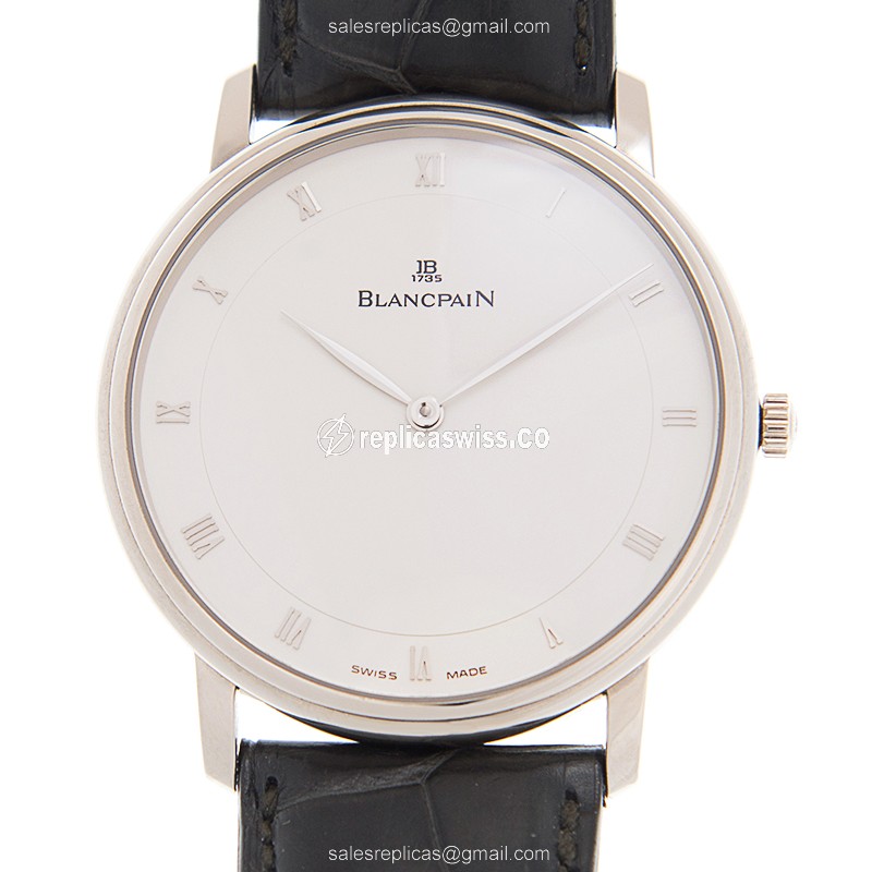 Blancpain Classic Replica - Automatic - 18kt White Gold - Beige Dial - Black Alligator Strap