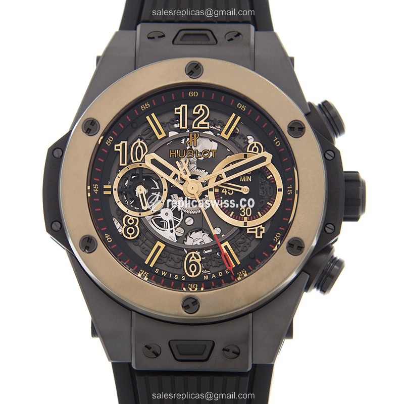 Hublot BIG BANG Replica - Automatic - PVD Titanium - Black Dial - Rubber Strap