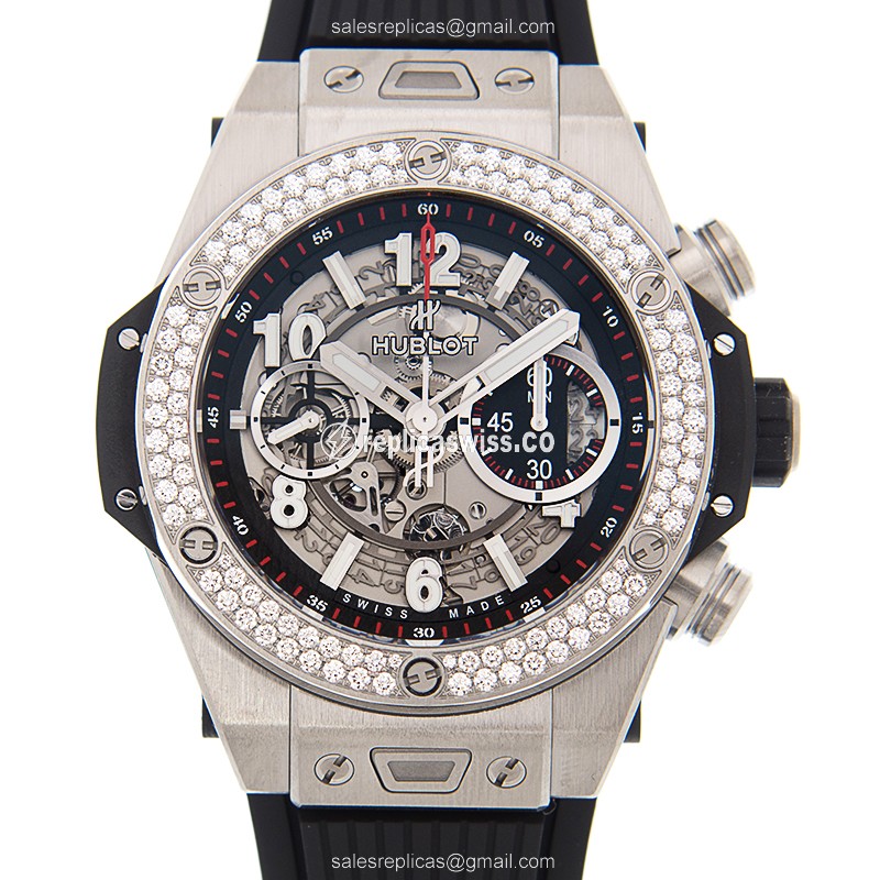 Hublot BIG BANG Replica - Automatic - Silver Dial - Black Rubber Strap