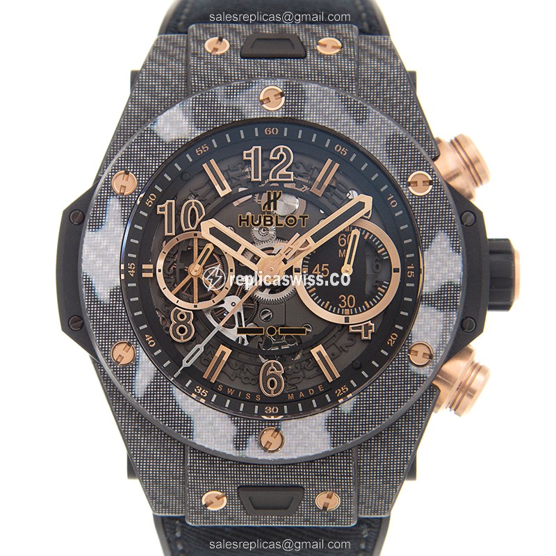 Hublot Big Bang Replica - Automatic Carbon Fiber - Black Dial - Nylon Strap - Sapphire Crystal