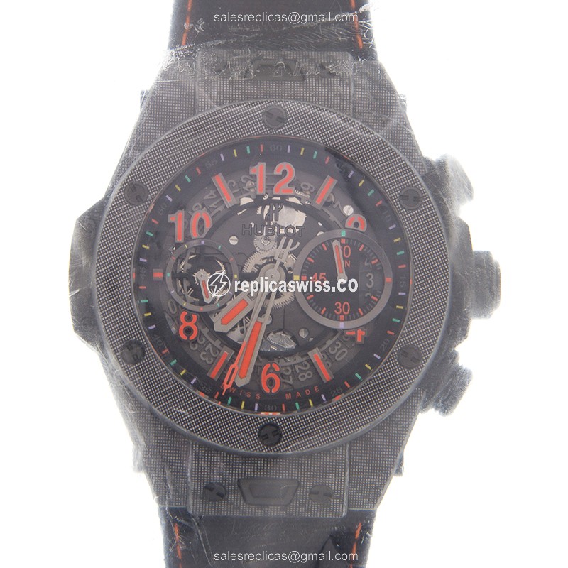 Hublot BIG BANG Replica - Automatic - Carbon Fiber - Black Dial - Canvas Strap - Luxury Replica BIG BANG Watch