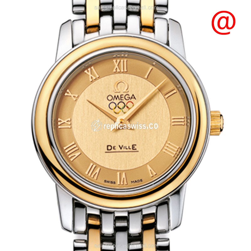 Omega 413.20.22.60.08.001 Replica - Quartz - 18kt Gold Case - Yellow Dial - Gold Clasp & Steel Strap - Luxury Replica SPECIALITIES Watch