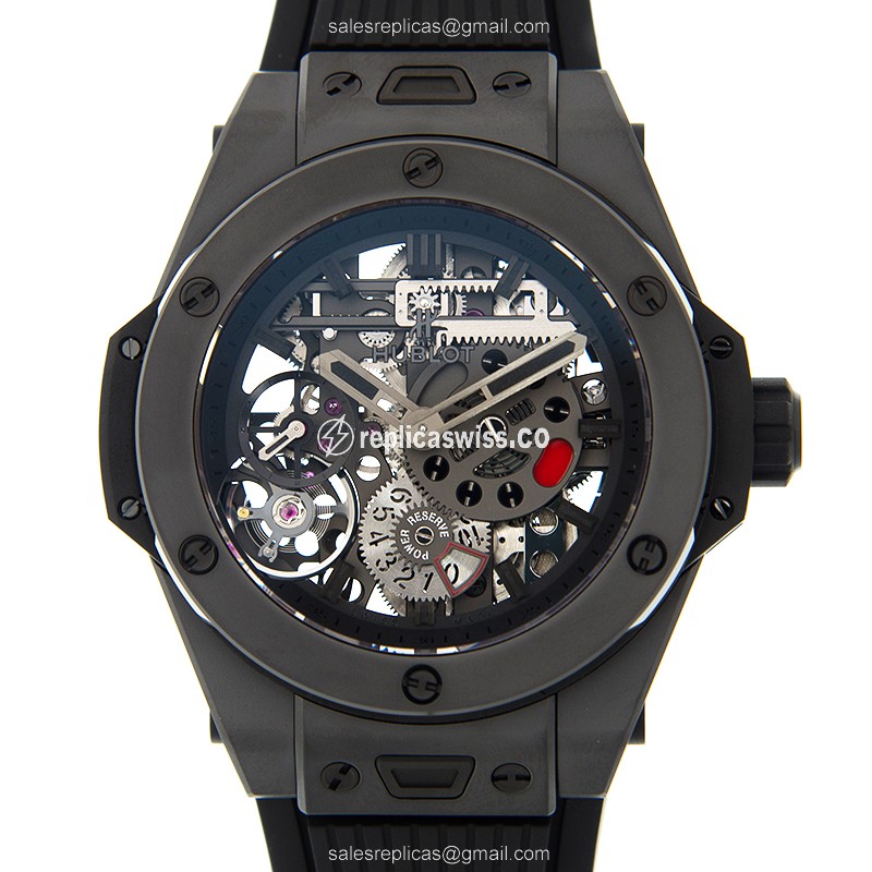 Hublot BIG BANG Replica - Manual Wind - PVD Gold - Black Dial - Rubber Strap