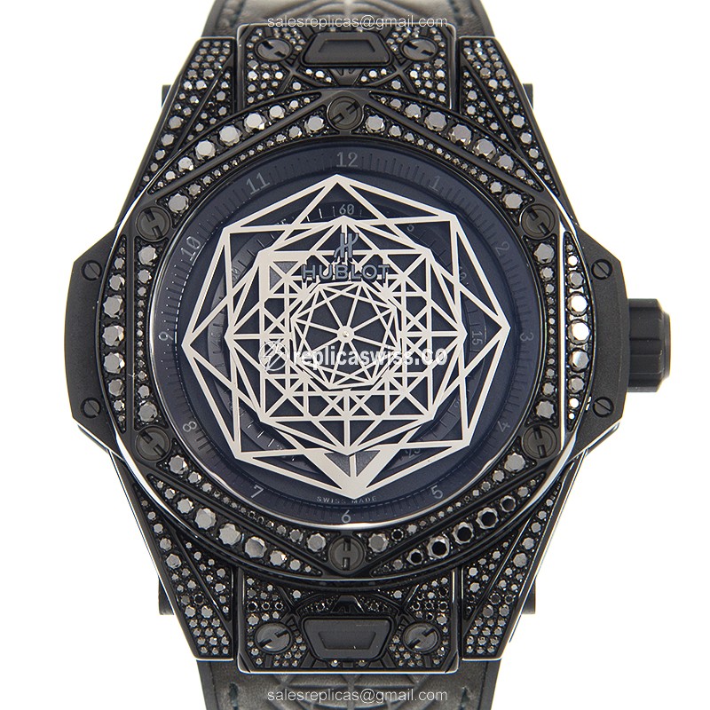 Hublot BIG BANG Replica - Automatic - Black Dial - Stainless Steel - Rubber Strap