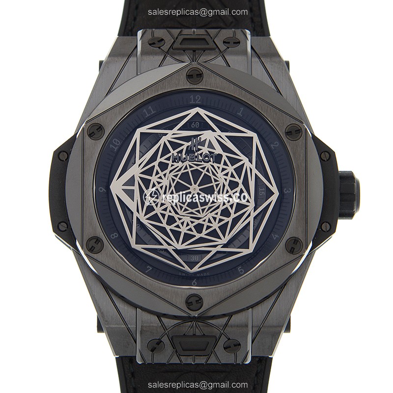 Hublot BIG BANG Replica - Automatic - Black Dial - Ceramic Case - Black Rubber Strap
