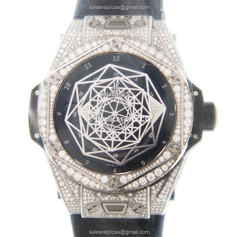 Hublot BIG BANG Replica - Automatic Titanium - Black Dial - Black Rubber - Sapphire Crystal