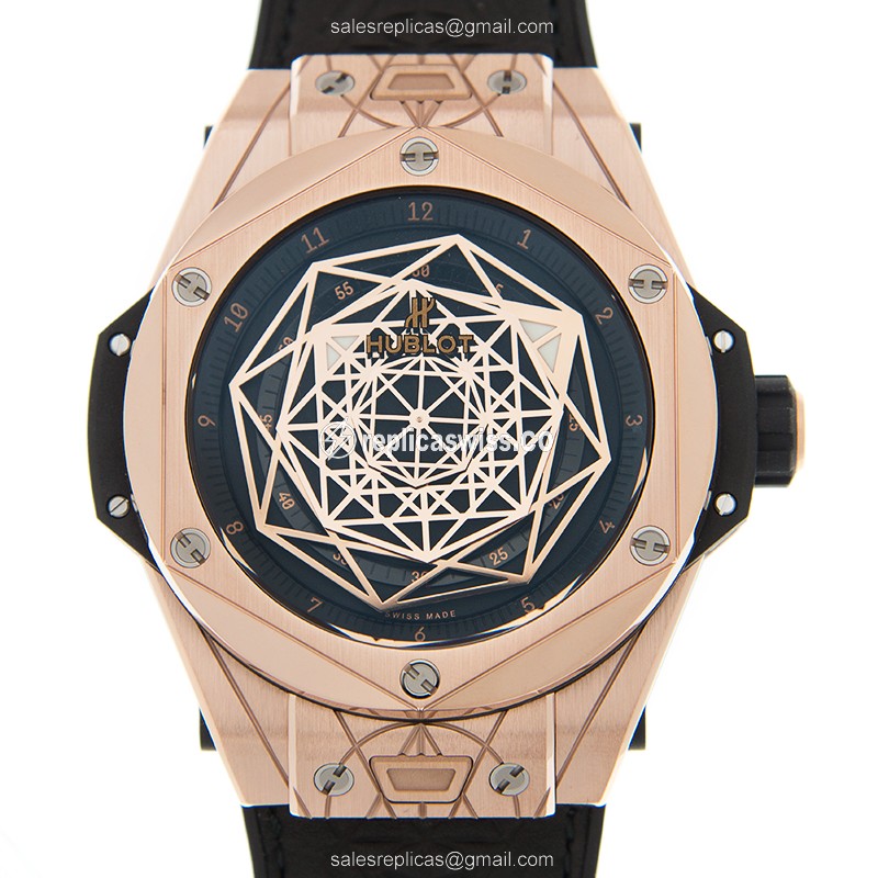 Hublot Big Bang Replica - Automatic - Rose Gold - Black Dial