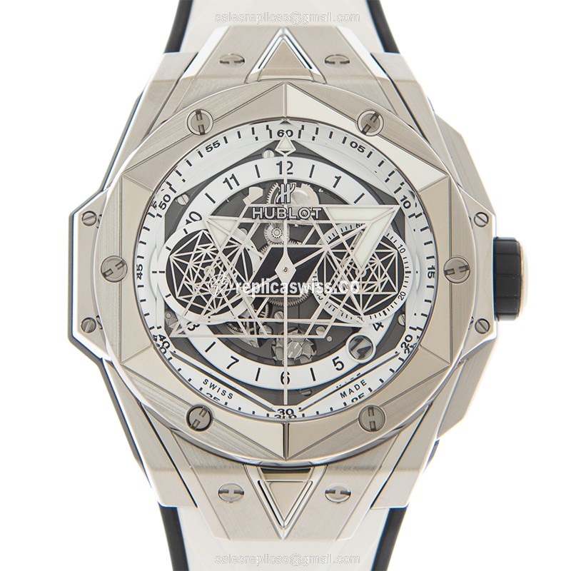 Hublot Big Bang Replica - Automatic - Titanium Case - White Dial - Rubber Strap
