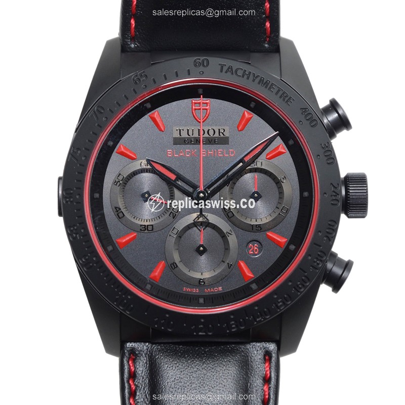 Tudor 42000CR Replica - Automatic - Ceramic Case - Black Dial - Leather Strap