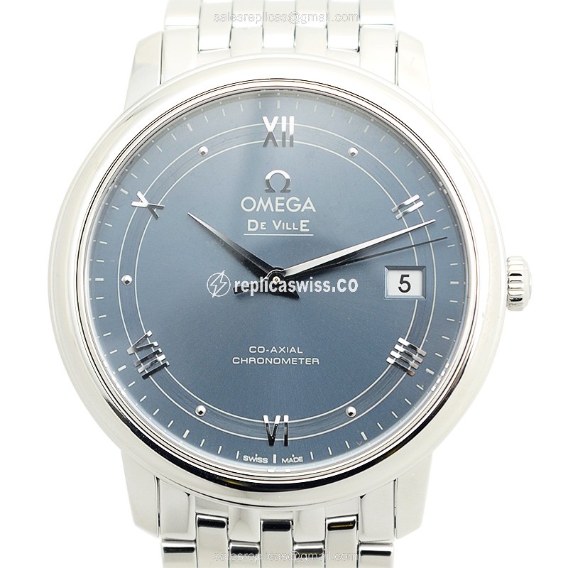 Omega DE VILLE Replica - Automatic - Blue Dial - Steel Case & Band