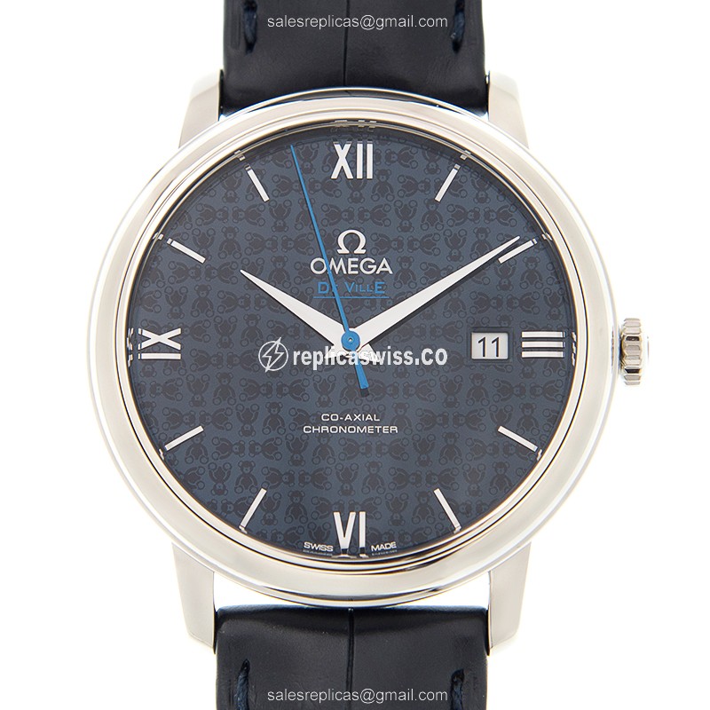 Omega DE VILLE Replica - Automatic - Steel Case - Blue Dial - Leather Strap