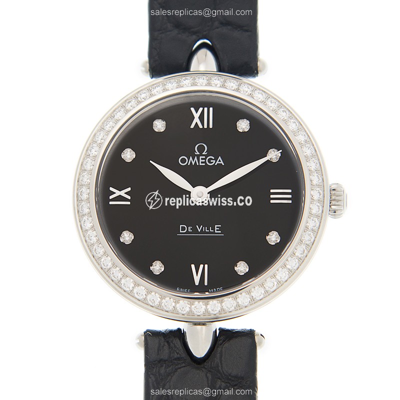 Omega De Ville Replica Watch - Quartz - Steel - Black Dial