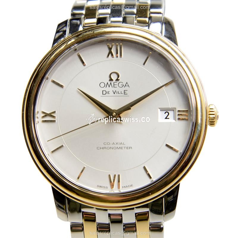 Omega De Ville Replica - Automatic 18kt Gold/Steel - Silver Dial - Silver Strap - Luxury Replica DE VILLE Watch