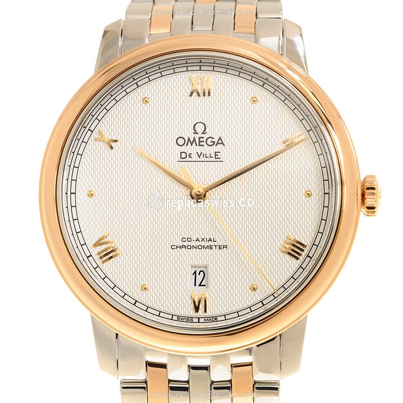 Omega DE VILLE Replica - Automatic - 18kt Rose Gold/Steel - Gray Dial - Gold Clasp - 40mm - Luxury Replica DE VILLE Watch