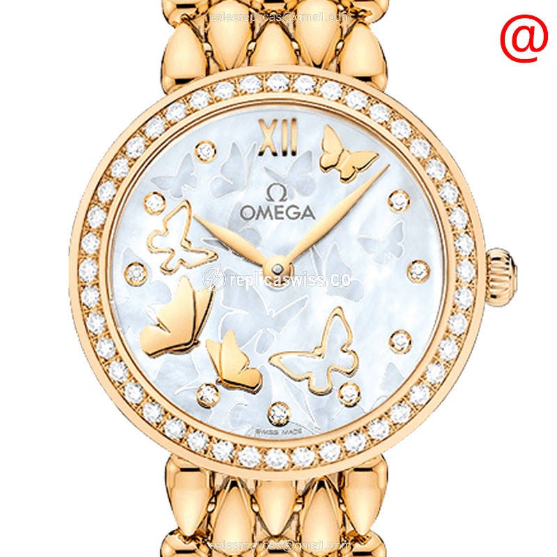 Omega De Ville Replica - Quartz - 18kt Gold Case - White Dial - Gold Strap