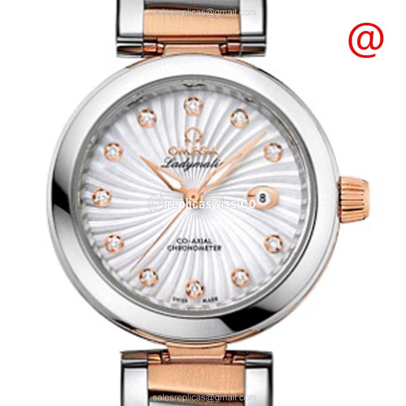 Omega DeVille Replica - Automatic 18kt Rose & Steel - Silver Dial, Gold Strap - Luxury Replica DE VILLE Watch