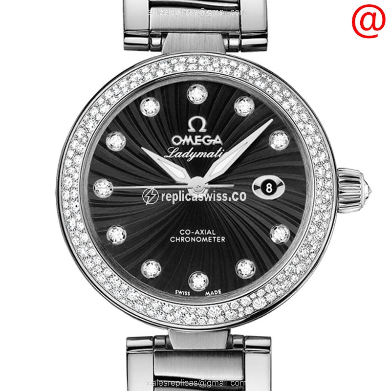Omega De Ville Replica - Automatic - Steel Case - Black Dial - Silver Steel Band