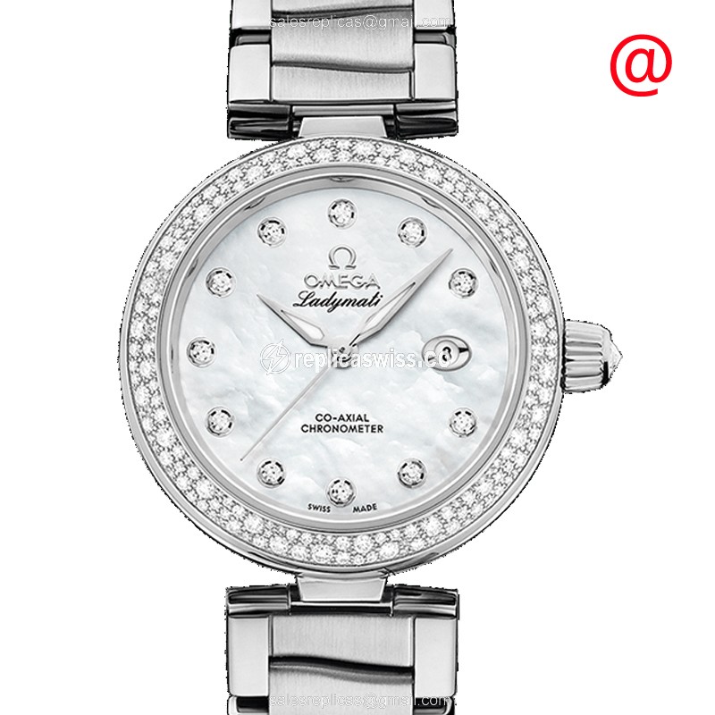 Omega De Ville Replica - Automatic - Diamonds - White Dial - 55mm