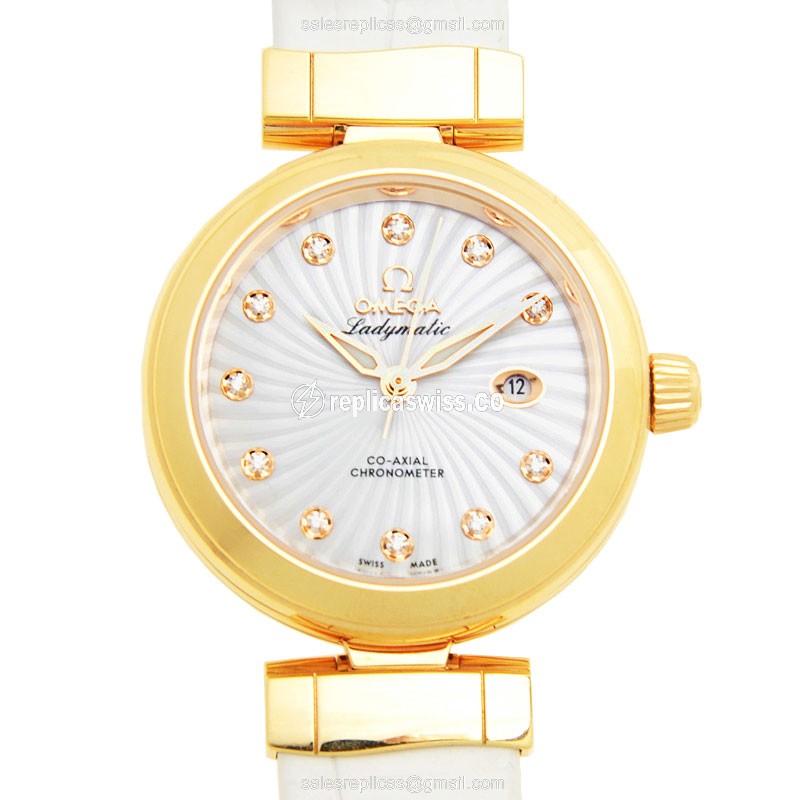 Omega 425.63.34.20.55.001 Replica - Automatic - White Dial - 18kt Rose Gold & Steel Case - Luxury Omega Watch