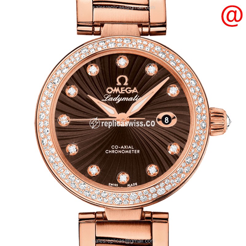 Omega DE VILLE Replica - Automatic - 18kt Rose Gold Case - Brown Dial - Gold Strap - Luxury Replica DE VILLE Watch