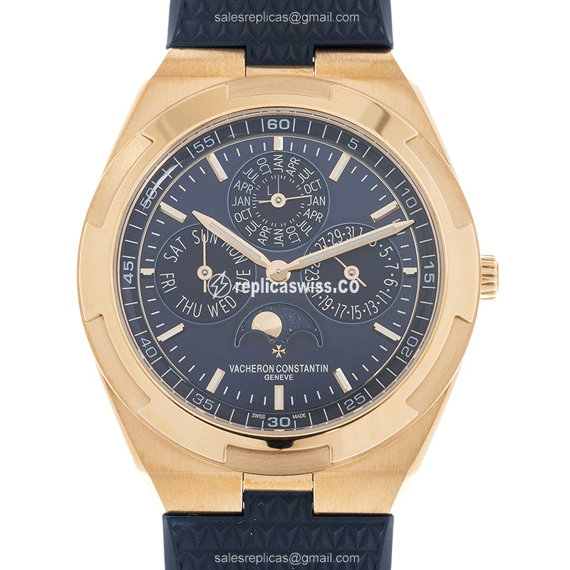 Vacheron Constantin Replica - Overseas Automatic - 18kt Rose Gold - Blue Dial - Rubber Strap - Luxury Replica OVERSEAS Watch