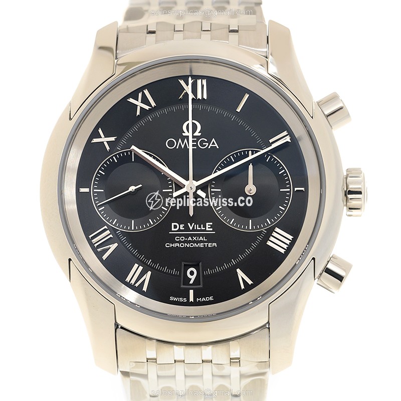 Omega Replica DE VILLE - Automatic - Stainless Steel - Black Dial - Silver Clasp