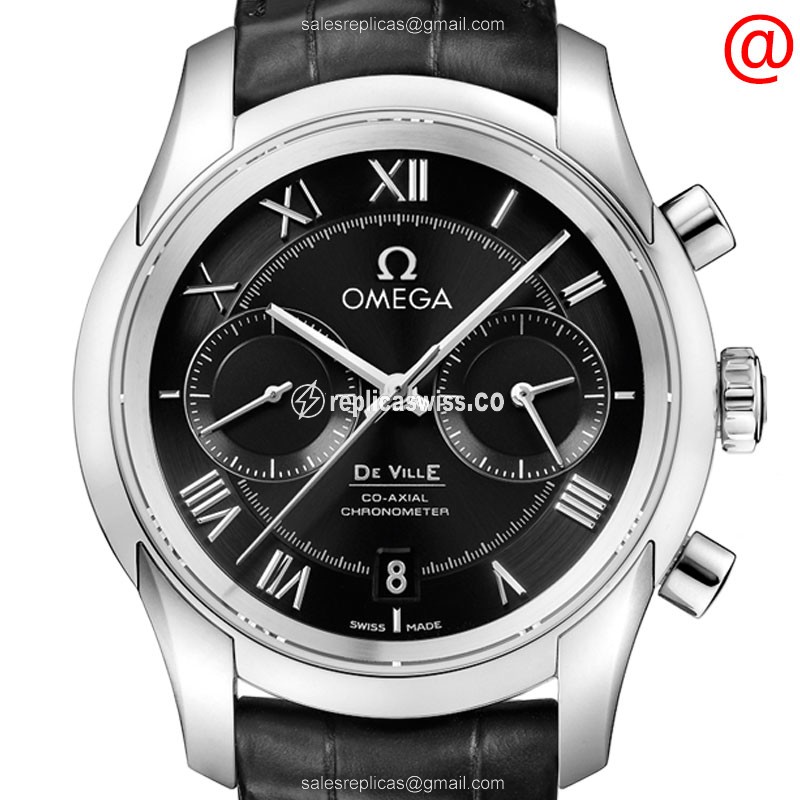 Omega DE VILLE Replica - Automatic | Steel Case | Black Dial | Leather Strap