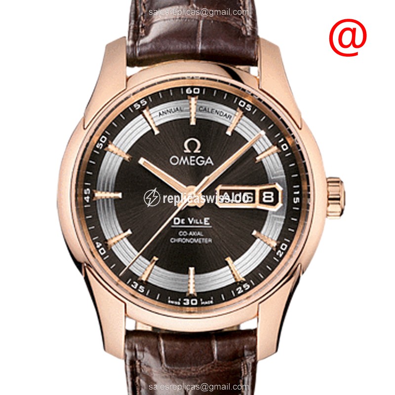 Omega DE VILLE Replica - 18kt Rose Gold - Automatic - Brown Dial, Leather Strap