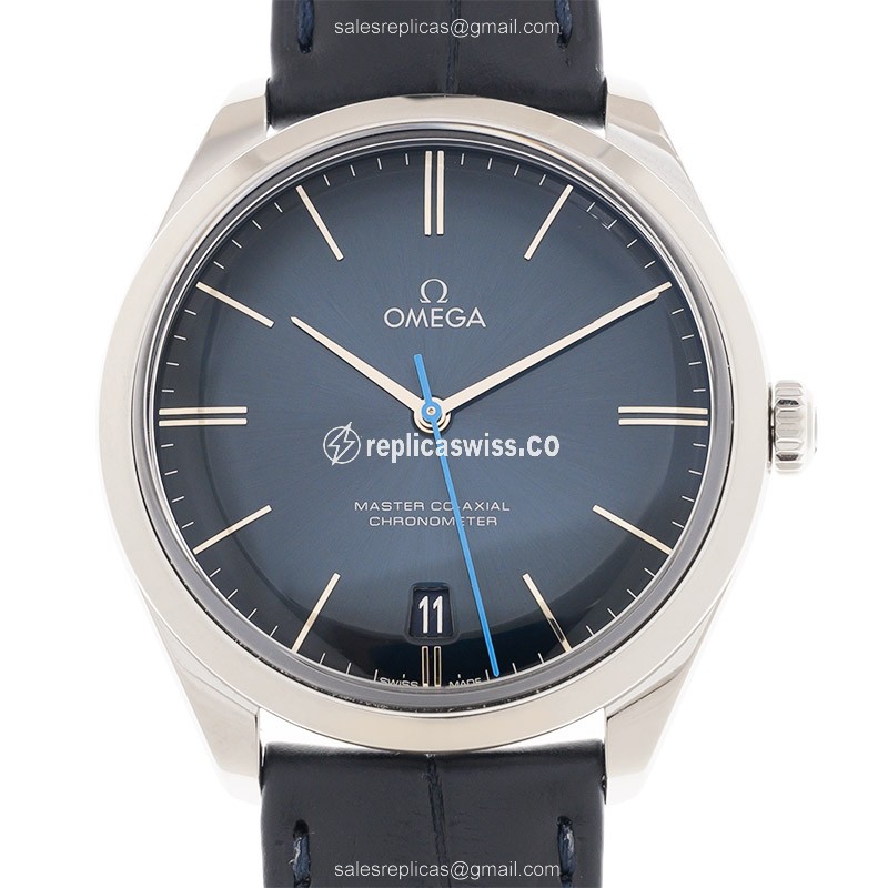 Omega Replica DE VILLE - Manual - Steel Case - Blue Dial - Alligator Blue Buckle