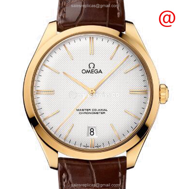 Omega De Ville Replica - Manual - 18kt Gold Case - Silver Dial - Brown Leather Strap