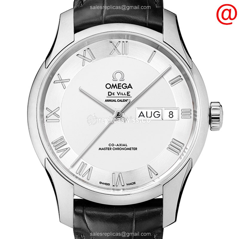 Omega De Ville Replica - Automatic - Stainless Steel - Silver Dial - Black Leather Strap