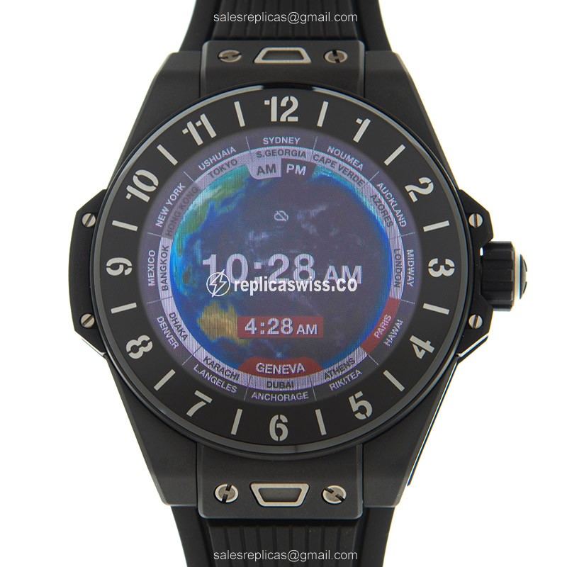 Hublot BIG BANG Replica - Intelligent - Ceramic Case - Black Dial - Black Rubber Strap - Luxury Replica BIG BANG Watch