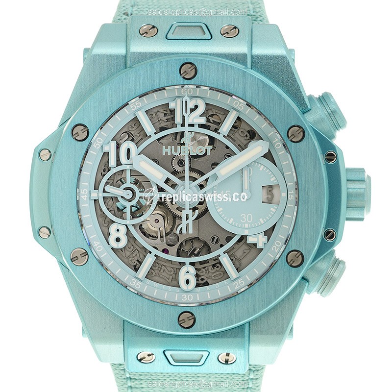 Hublot Big Bang Replica - Automatic - Composite Case - Transparent - Blue Canvas Strap