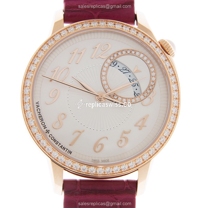 Vacheron Constantin EGERIE 4605F/000R-B496 - Automatic - 18kt Rose Gold - White Dial - Pink Alligator Buckle