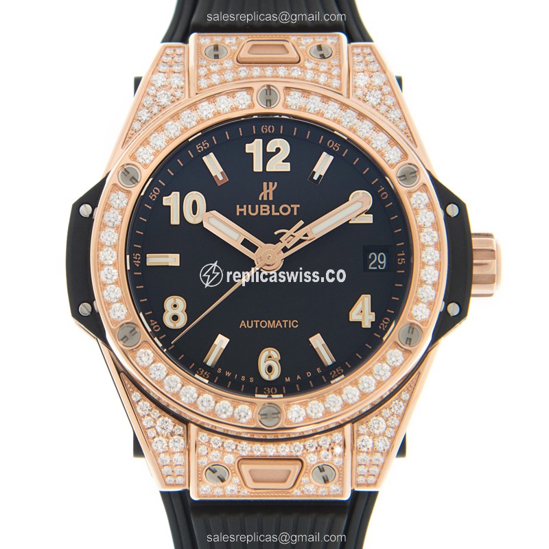 Hublot Big Bang Replica - Automatic - Rose Gold - Black Dial