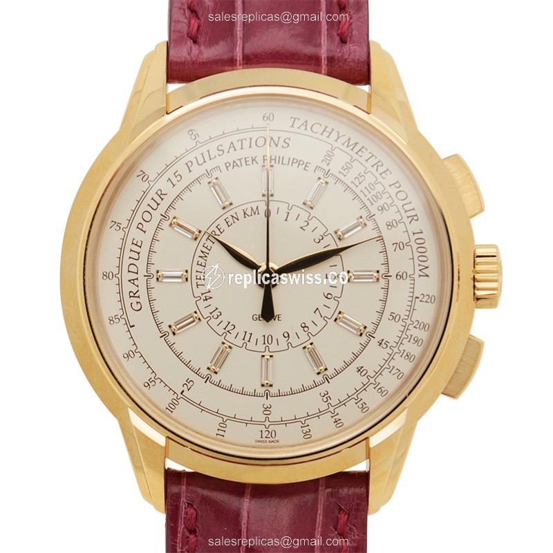 Patek Philippe 4675R-001 Replica - Automatic - 18kt Rose Gold - White Dial, Pink Alligator Strap