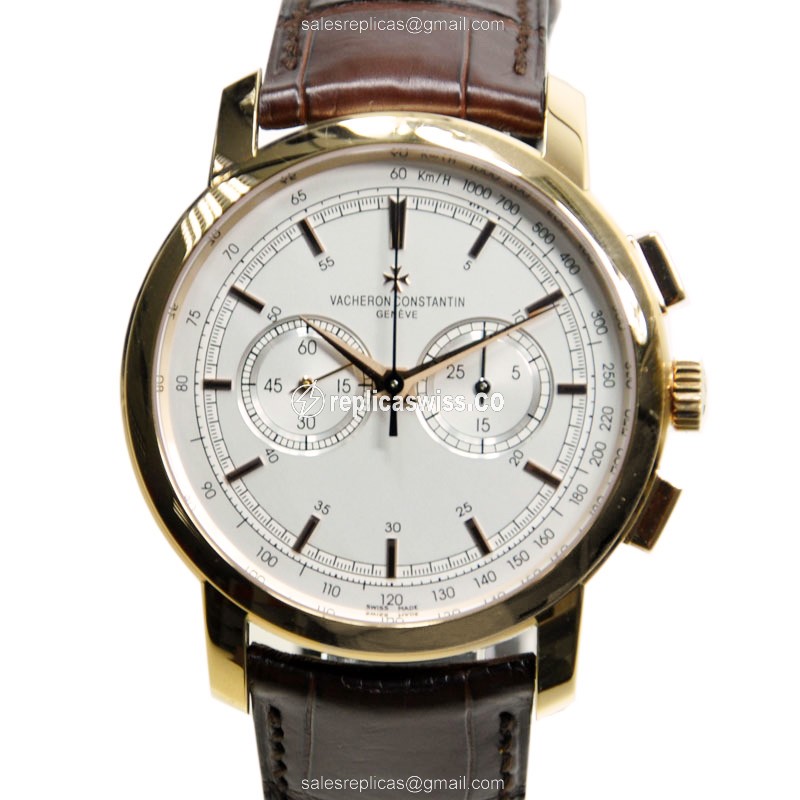 Vacheron Constantin 47192/000R-9352 TRAD - Manual Wind 18kt Rose Gold - White Dial - Brown Alligator Strap